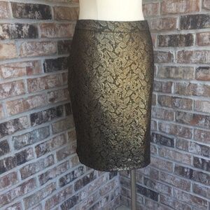 NWT Halogen Gold/Black Eliza Pencil Lace Skirt 4